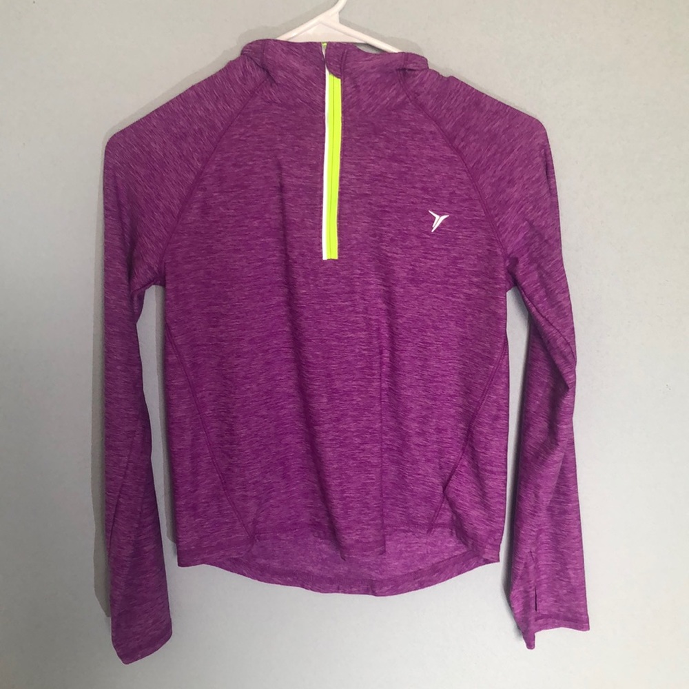 Old Navy Purple Quarter Zip Collared Long Sleeve Go-Dry Shirt
